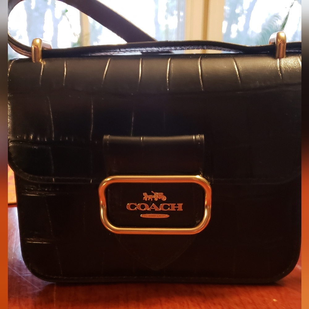 COACH Morgan Square Crossbody Black with Gold accents.